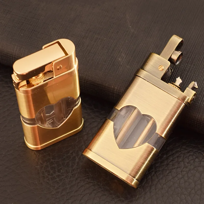 New Brass Knurled Kerosene Lighter Visual Oil Tank Press Type Ignition Creative Retro Vintage Grinding Wheel Lighters
New Brass Knurled Kerosene Lighter Visual Oil Tank Press Type Ignition Creative Retro Vintage Grinding Wheel Lighters