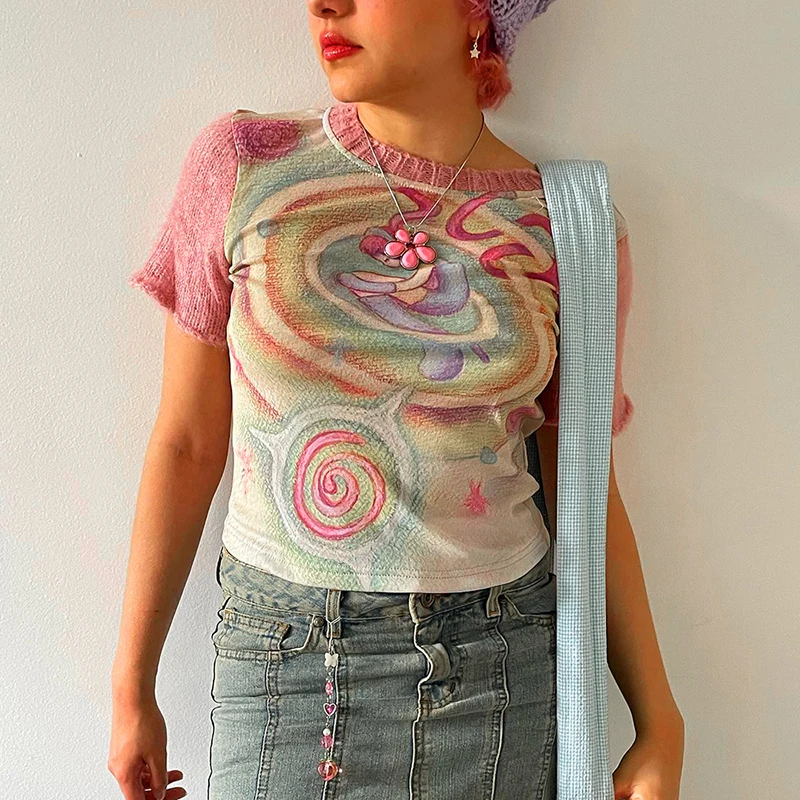 Cute Top Women Summer Fashion Blouse 2023 Pink Crop Tops Anime Graphic Printed Short Sleeve Tee Kawaii T-shirt Harajuku Pulovers
Cute Top Women Summer Fashion Blouse 2023 Pink Crop Tops Anime Graphic Printed Short Sleeve Tee Kawaii T-shirt Harajuku Pulovers