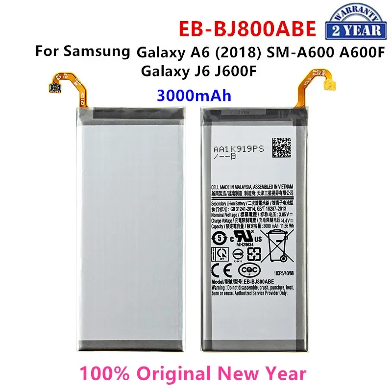 Оригинальная деталь SAMSUNG 3000 мАч, аккумулятор для Samsung Galaxy A6 (2018) EB-BJ800ABE A600F для Galaxy J6 J600F
Оригинальная деталь SAMSUNG 3000 мАч, аккумулятор для Samsung Galaxy A6 (2018) EB-BJ800ABE A600F для Galaxy J6 J600F