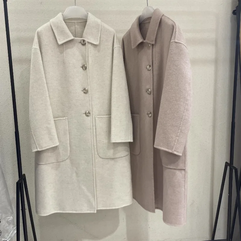 RosEvans White Women Double-sided Cashmere Coat Fashion Autumn Winter New Korean Loose Long Wool Women Single Breasted Jacket
RosEvans White Women Double-sided Cashmere Coat Fashion Autumn Winter New Korean Loose Long Wool Women Single Breasted Jacket
