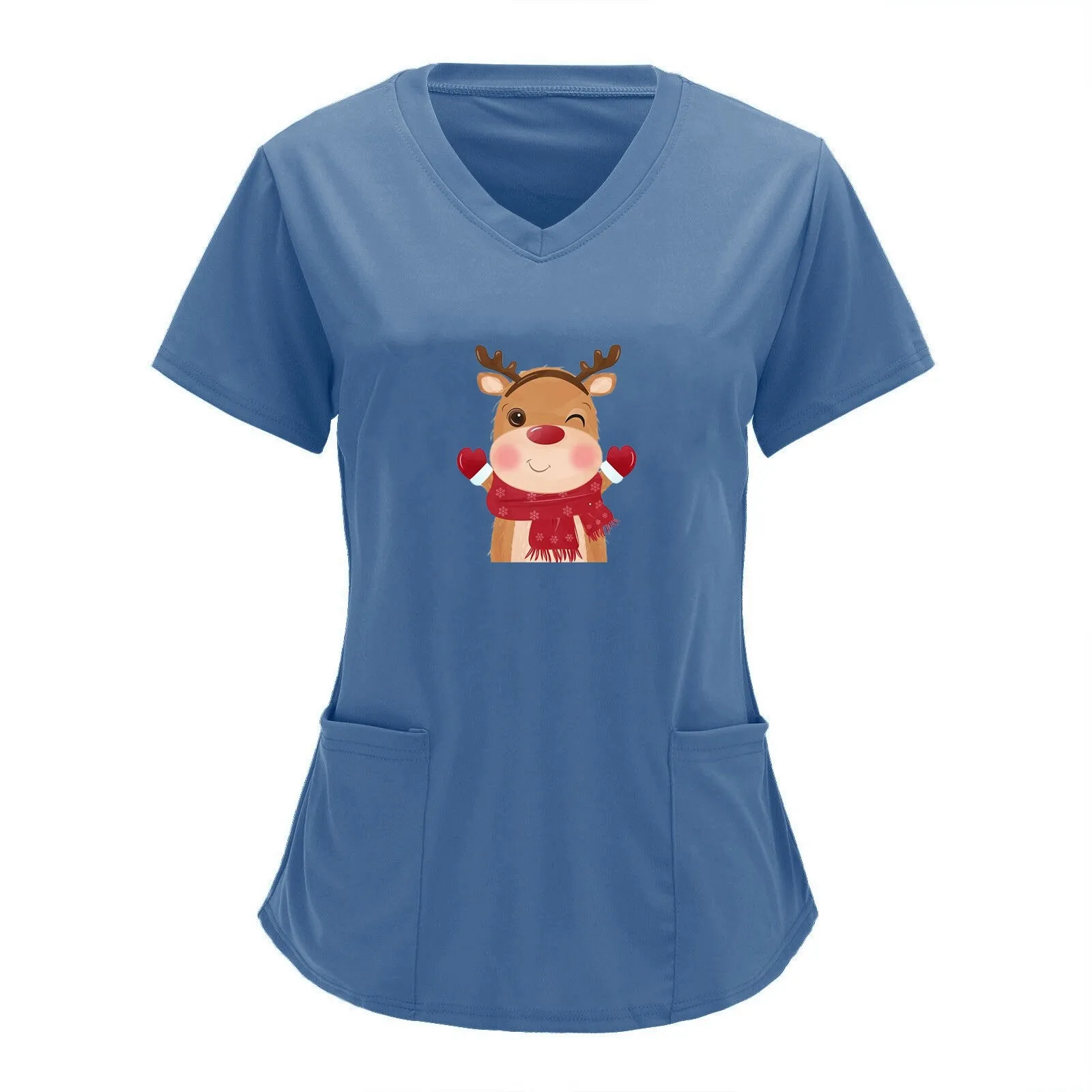 Christmas Nurse Uniforms Women Cartoon Elk Print Pocket Blouse Overalls Nurse Uniforme Shirts Short Sleeve Xmas Medical Scrubs
Christmas Nurse Uniforms Women Cartoon Elk Print Pocket Blouse Overalls Nurse Uniforme Shirts Short Sleeve Xmas Medical Scrubs