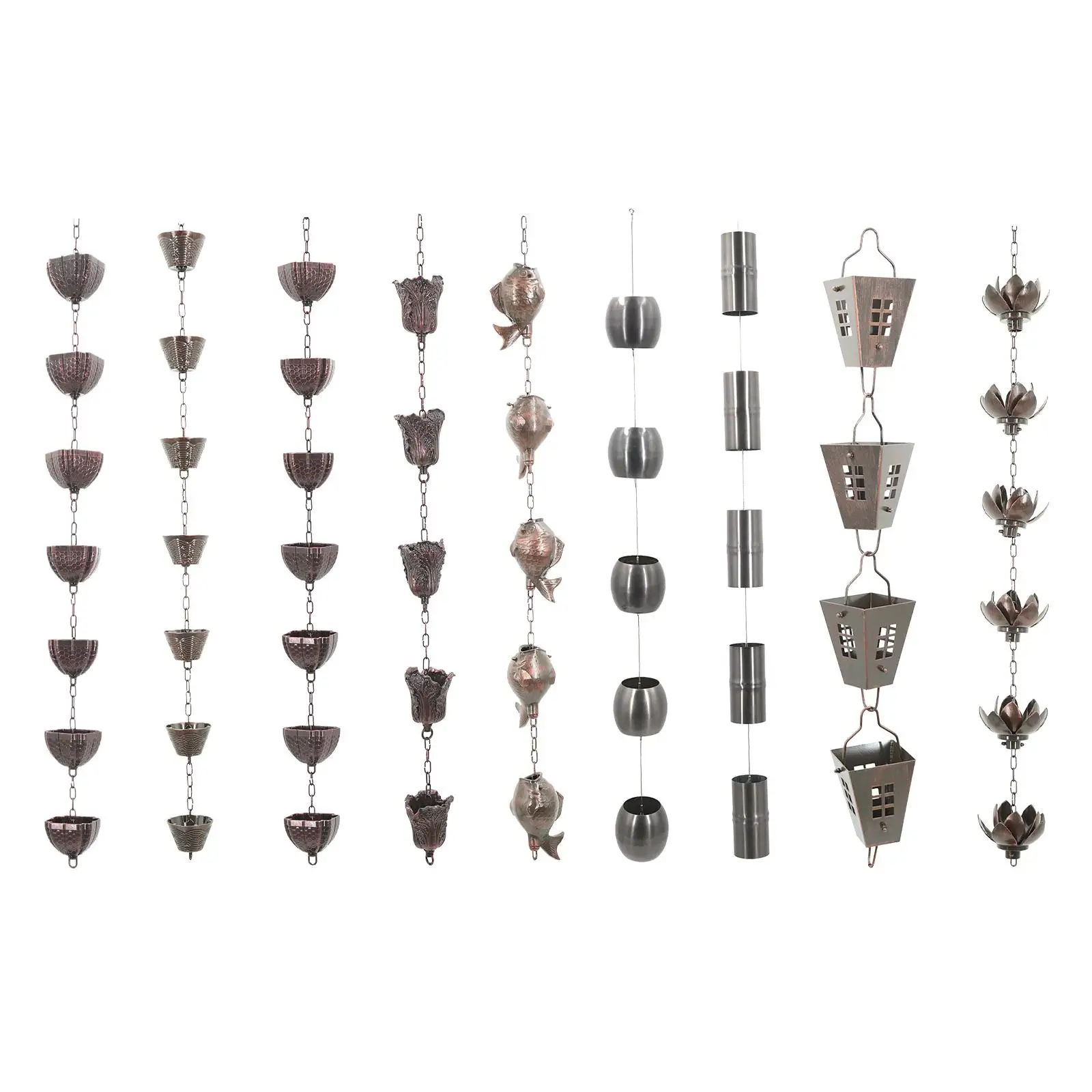 Rain Chains for Gutters 39.37in Cup Rain Chain Rainwater Chains Rain Collectors Cups for Garden Divert Water Roofs Gazebos Yard
Rain Chains for Gutters 39.37in Cup Rain Chain Rainwater Chains Rain Collectors Cups for Garden Divert Water Roofs Gazebos Yard
