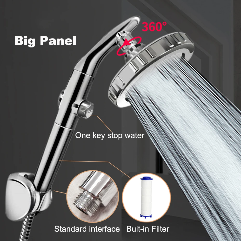 High Pressure Shower Head Filtered Water Saving Showerhead Big Panel One Key Stop Water Filter Eco Shower Bathroom Accessories
High Pressure Shower Head Filtered Water Saving Showerhead Big Panel One Key Stop Water Filter Eco Shower Bathroom Accessories