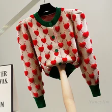 Beaded Love Jacquard Cardigan Woman Color Matching Puff Sleeve Sweater Coat Fashion Ladies Slimming Top Spring Autumn 2022
Beaded Love Jacquard Cardigan Woman Color Matching Puff Sleeve Sweater Coat Fashion Ladies Slimming Top Spring Autumn 2022
