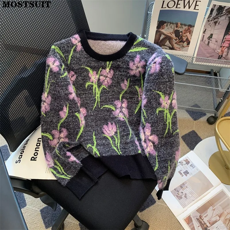 Vintage Flower Jacquard Knit Sweater Women Pullover Tops 2023 Winter Long Sleeve O-neck Elegant Fashion Stylish Chic Jumpers
Vintage Flower Jacquard Knit Sweater Women Pullover Tops 2023 Winter Long Sleeve O-neck Elegant Fashion Stylish Chic Jumpers