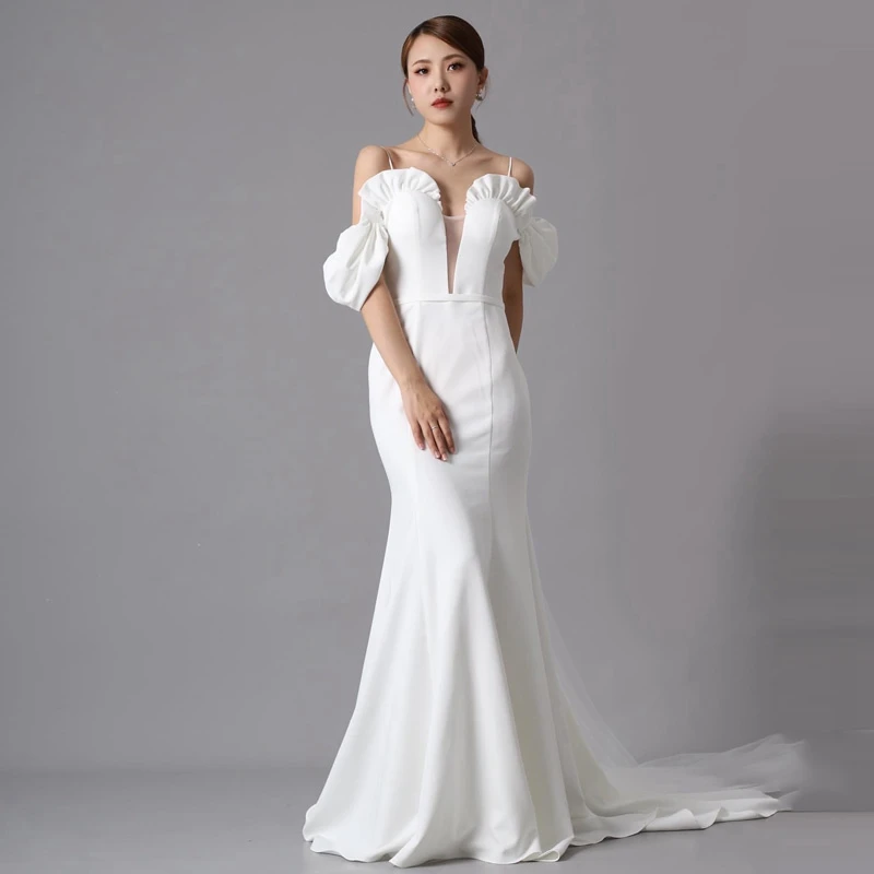 Simple White Spaghetti Strap Long Mermaid Bridal Drseses Women 2022 Floor Length Satin Church Wedding Dress vestidos de novia
Simple White Spaghetti Strap Long Mermaid Bridal Drseses Women 2022 Floor Length Satin Church Wedding Dress vestidos de novia