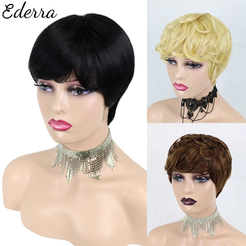 Short Human Hair Wigs Pixie Cut Straight Remy Brazilian Hair for Black Women Machine Made Cheap Glueless Wig With Bangs
Short Human Hair Wigs Pixie Cut Straight Remy Brazilian Hair for Black Women Machine Made Cheap Glueless Wig With Bangs