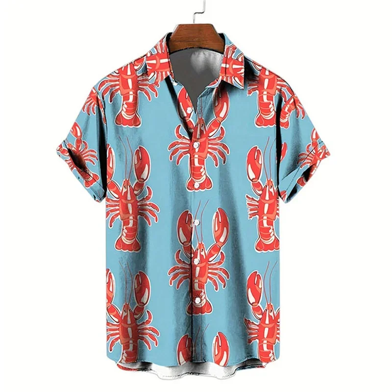 

Гавайская женская рубашка с цветами Бостон Лобстер стильная короткая летняя Повседневная Ретро-рубашка с 3d принтом Харадзюку Повседневная рубашка