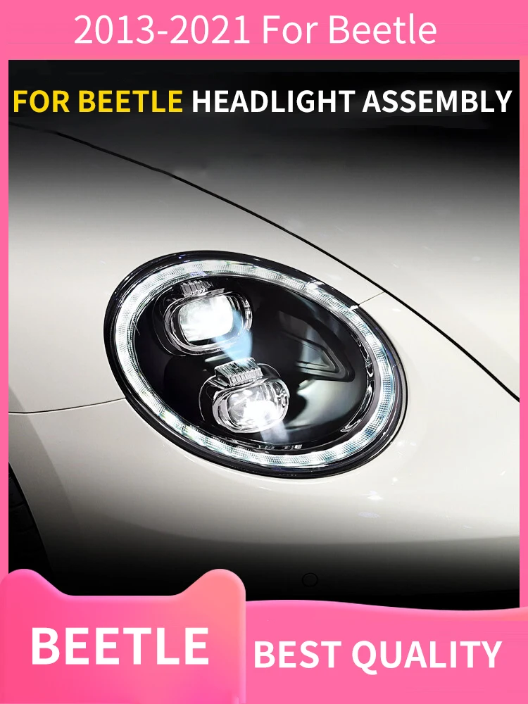 

Автомобильные фары FT Для VW Beetle, фары головного света 2013-2022 Beetle светодиодный, линза проектора DRL, сигнал поворота, аксессуары для дальнего и ближнего света