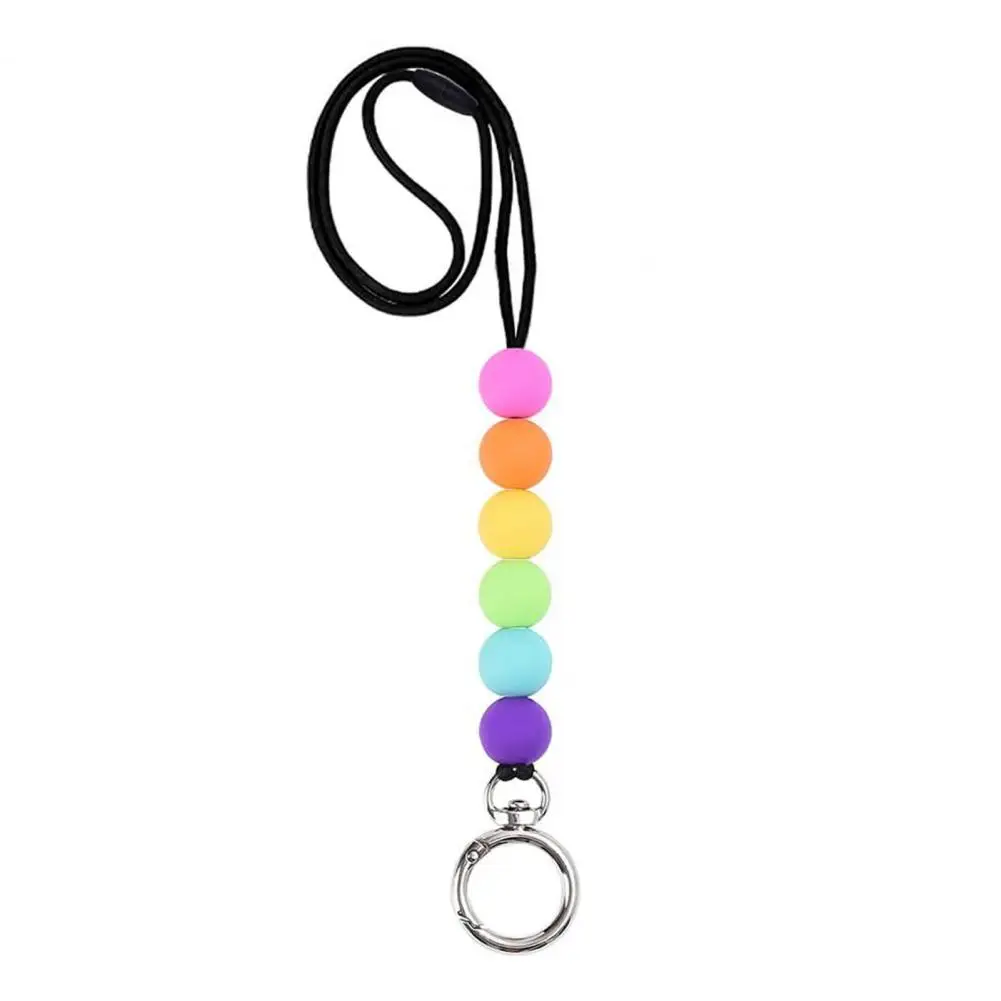 

Keyring Badge Holder Adjustable Beaded Lanyard with Keyring Rotatable Id Card Holder Stylish Functional Keychain for Work