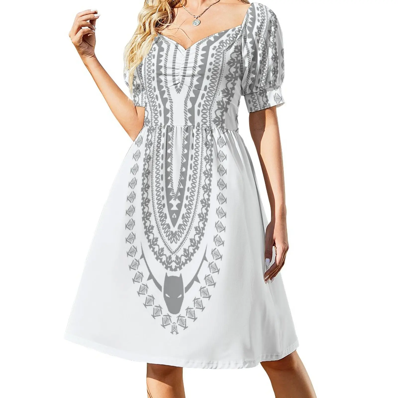 

Dashiki Wakandan Funeral White Sleeveless Dress summer dresses ladies 2023 Dress woman woman dress
