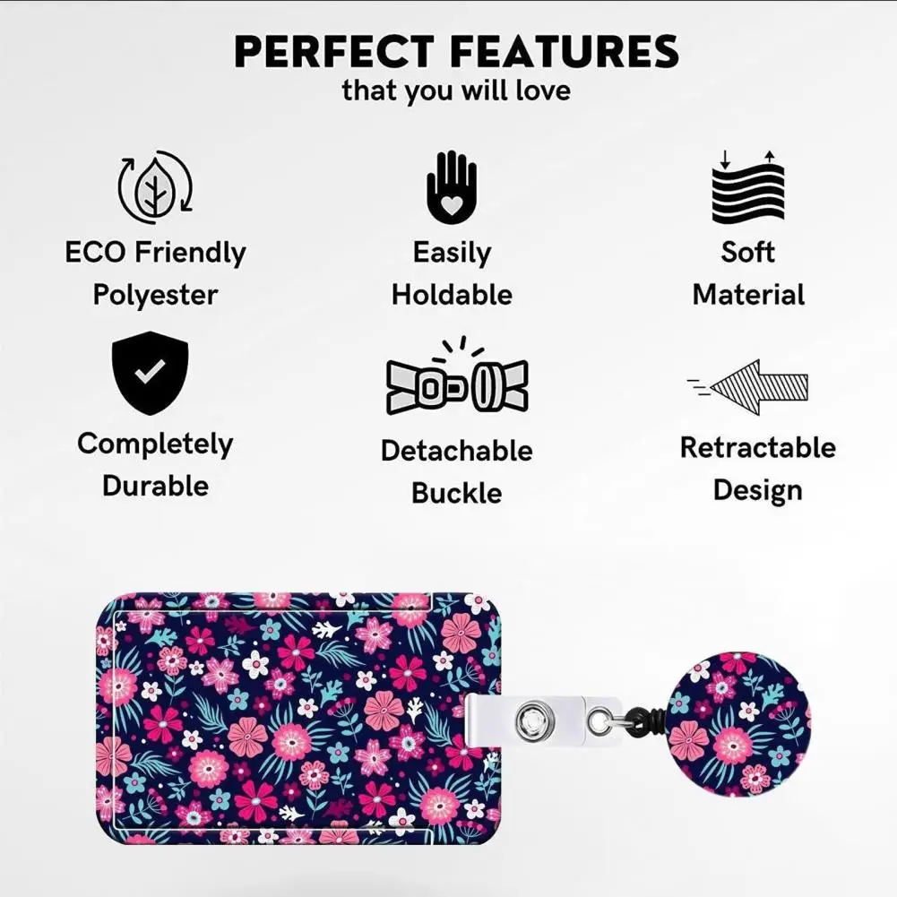 Lightweight Compact Badge Holder Lanyard Card Holder with Retractable Badge Reel Flower Pattern Id Badge Holder Set for Women
Lightweight Compact Badge Holder Lanyard Card Holder with Retractable Badge Reel Flower Pattern Id Badge Holder Set for Women