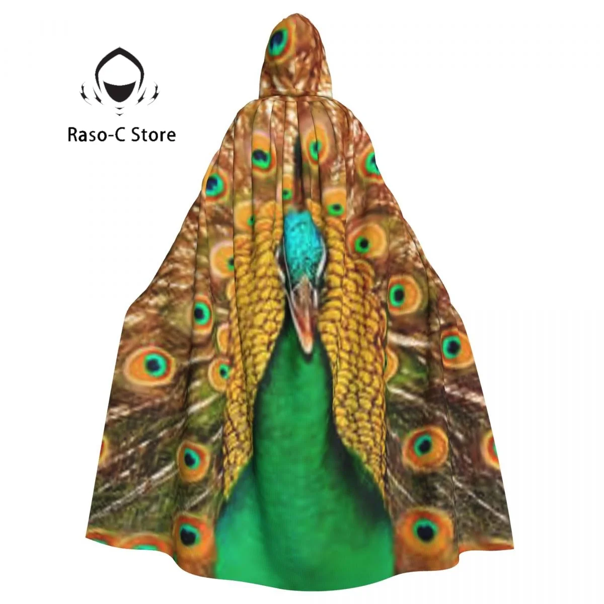 

Adult Cloak Cape Hooded Peacock Colorful Medieval Costume Witch Wicca Vampire Elf Purim Carnival Party