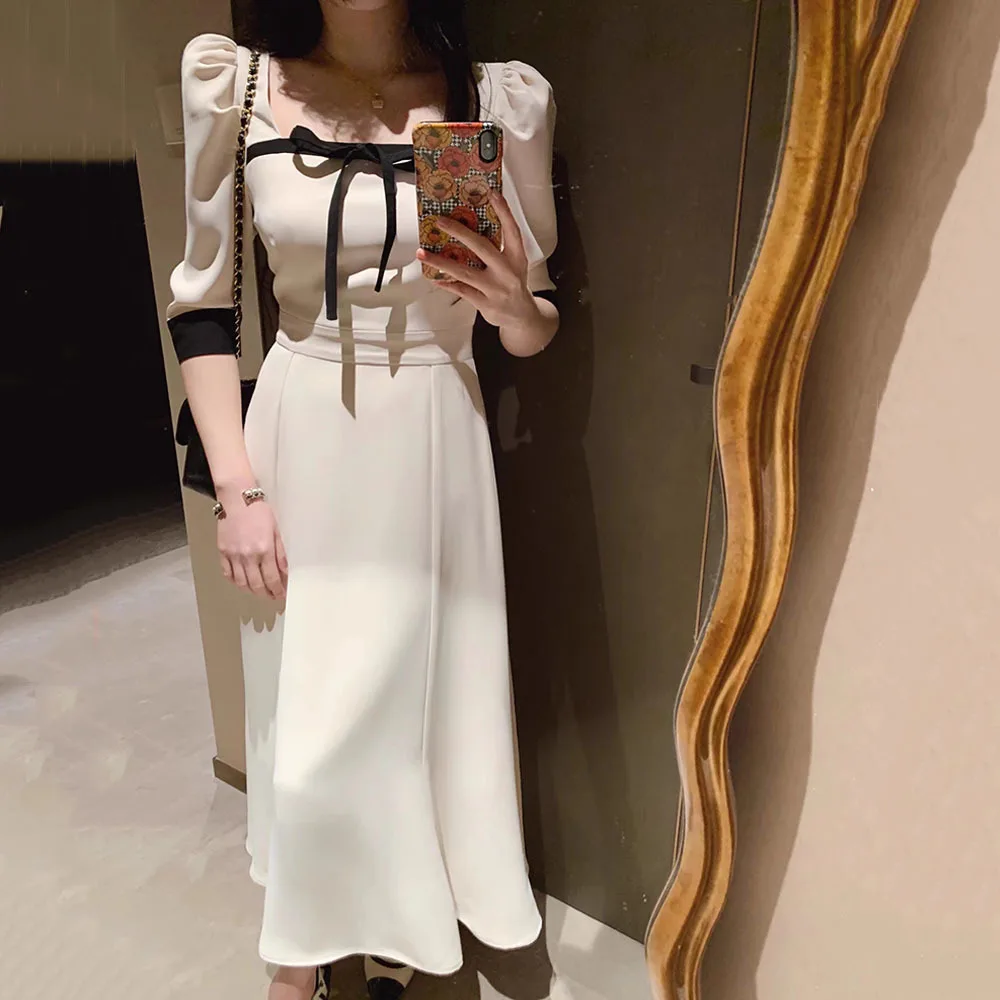Korean Elegant Square Neck Dress For Women's Summer 2023 New French Gentle Style Bow Long Dress Ladies Office Woman Clothing
Korean Elegant Square Neck Dress For Women's Summer 2023 New French Gentle Style Bow Long Dress Ladies Office Woman Clothing