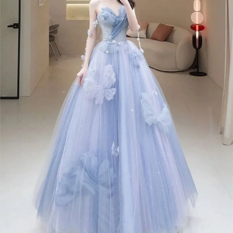 

Blue Evening Dress Women's New Sense Temperament Entry Lux Engagement Light Wedding Adult Ceremony at Escape