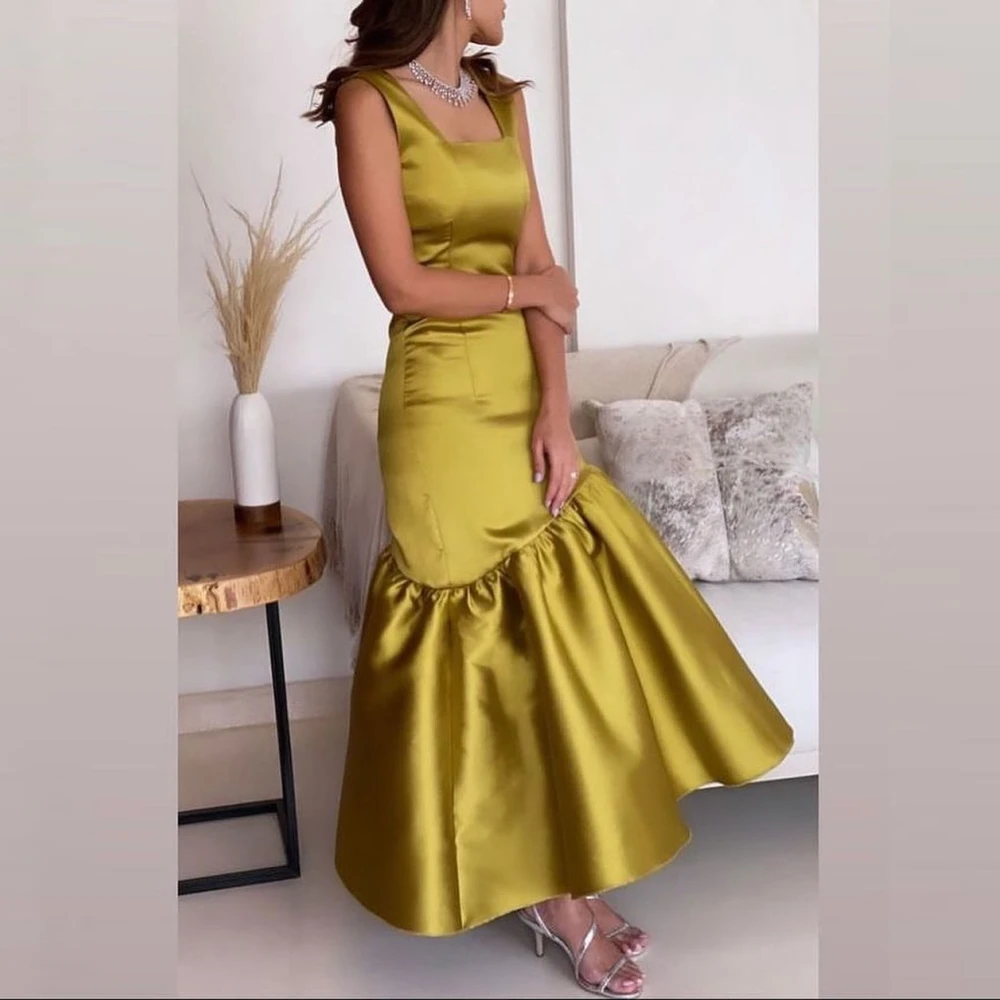

Женское атласное платье-Русалка Qcenkern, элегантное вечернее платье с квадратным вырезом, официальное атласное платье для вечеринки в Саудовской Аравии, 2023