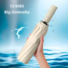 Strong Wind Resistant Umbrella 12K Ribs Fully-automatic Folding 108cm Diameter Business Outdoor Travel UV Parasol and Rain