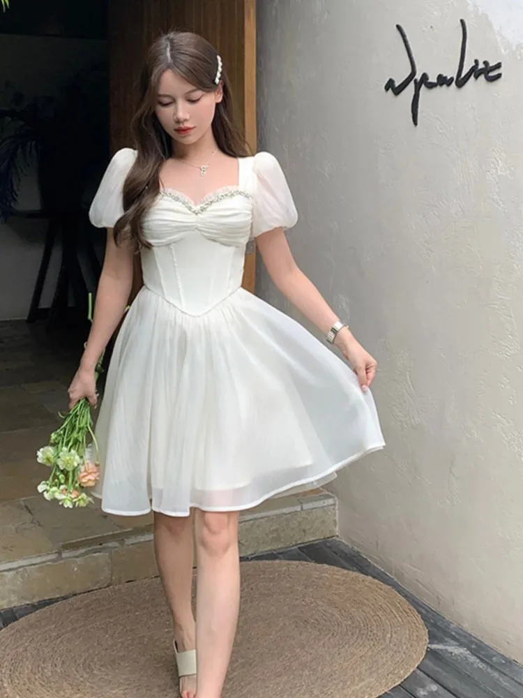 French Short Sleeve Women Dress For Party Elegant Slim Vestidos A-line Lady Clothes Summer Fashion Chiffon Robe FemaleOutfits
French Short Sleeve Women Dress For Party Elegant Slim Vestidos A-line Lady Clothes Summer Fashion Chiffon Robe FemaleOutfits