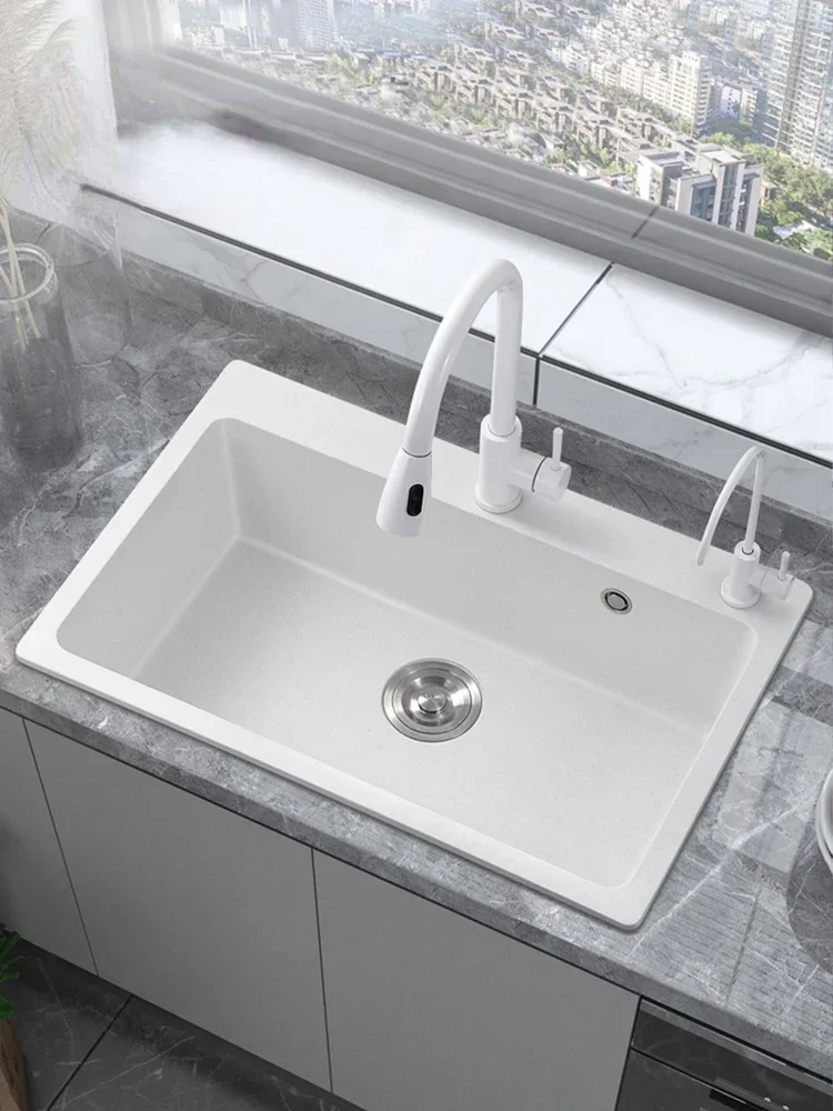White Quartz Sink Large Single Sink Kitchen Vegetable Basin Suit Granite Embedded Platform Sink
White Quartz Sink Large Single Sink Kitchen Vegetable Basin Suit Granite Embedded Platform Sink