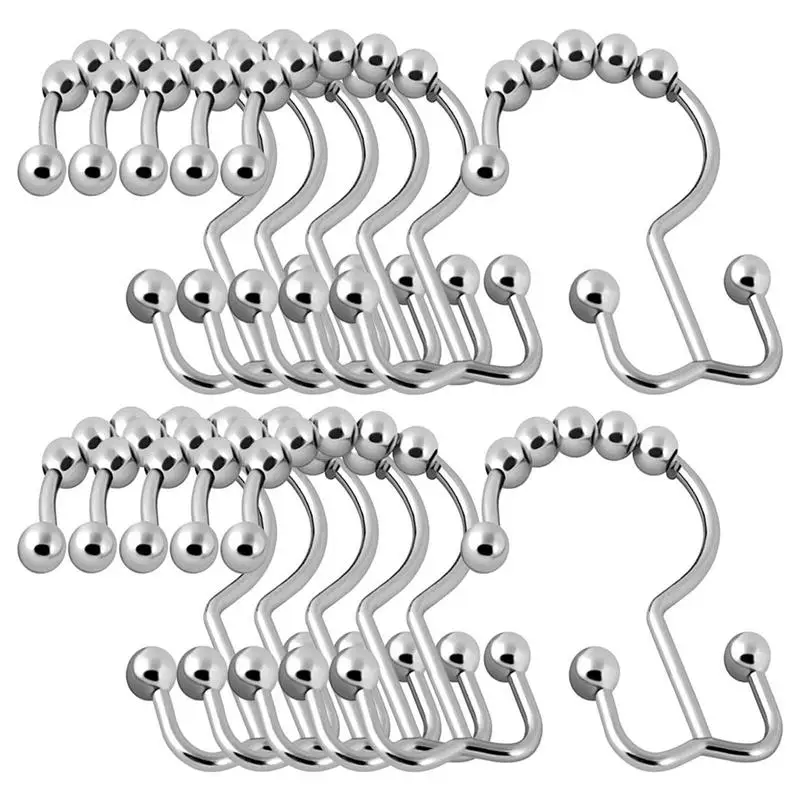 Double Shower Curtain Hooks Stainless Steel Shower Hooks For Shower Curtain 12 Pcs Bath Curtain Hooks Double-sided With Glide
Double Shower Curtain Hooks Stainless Steel Shower Hooks For Shower Curtain 12 Pcs Bath Curtain Hooks Double-sided With Glide
