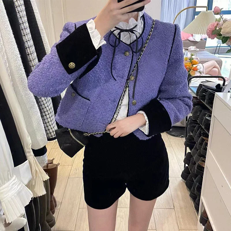 Purple Celebrity Jacket Women's 2022 New Round Neck Patchwork Short Long Sleeve High Waist Coat
Purple Celebrity Jacket Women's 2022 New Round Neck Patchwork Short Long Sleeve High Waist Coat