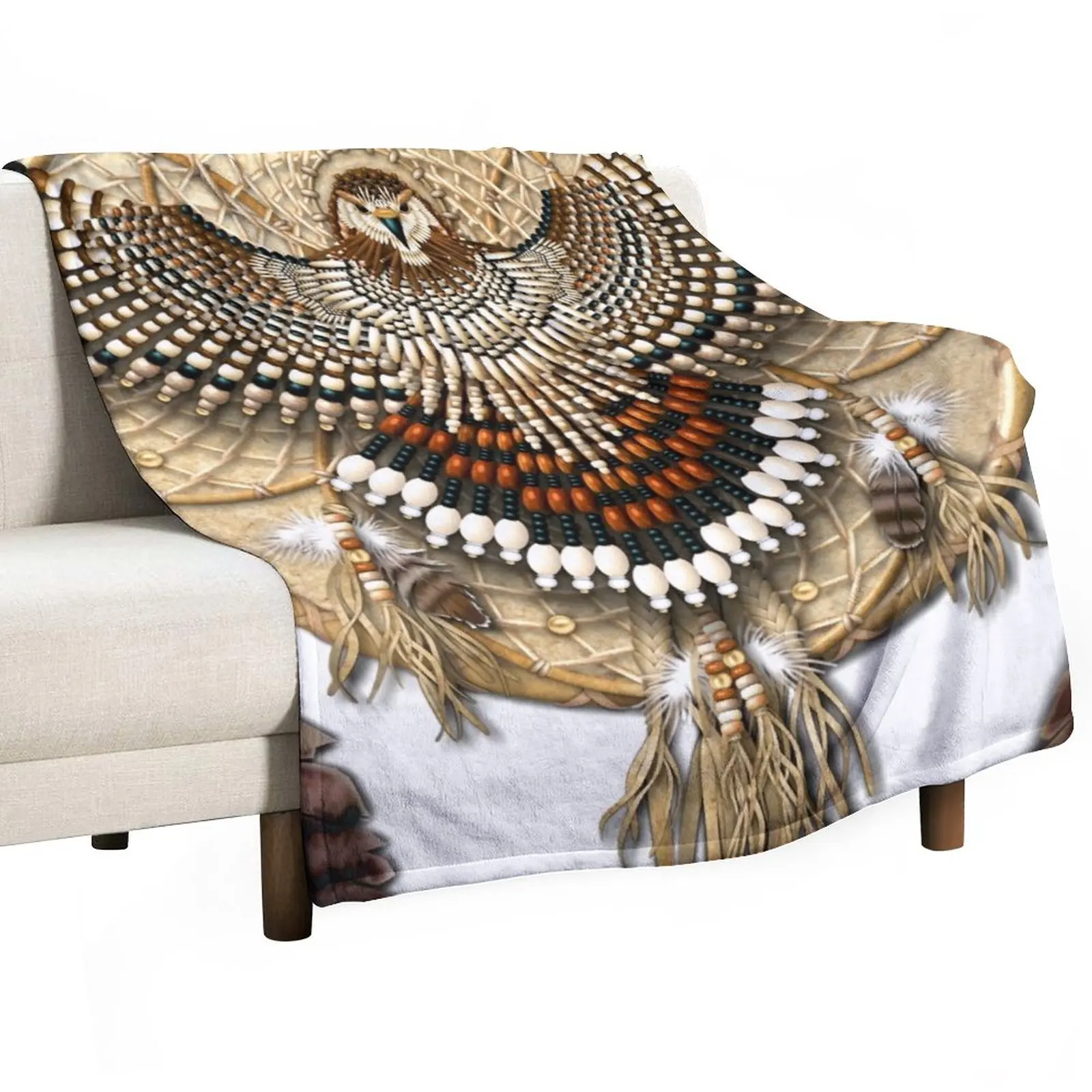 

Red-Tail Hawk Dreamcatcher Mandala Throw Blanket Cute Blanket Plaid Beach Blanket