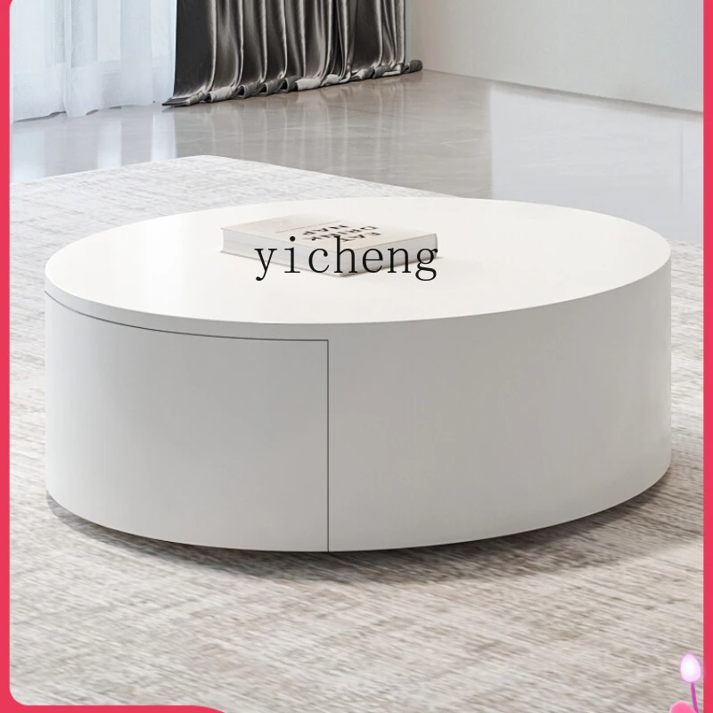 ZK White Small Apartment Home Living Room Coffee Table Minimalist round Double Drawer Solid Wood
ZK White Small Apartment Home Living Room Coffee Table Minimalist round Double Drawer Solid Wood