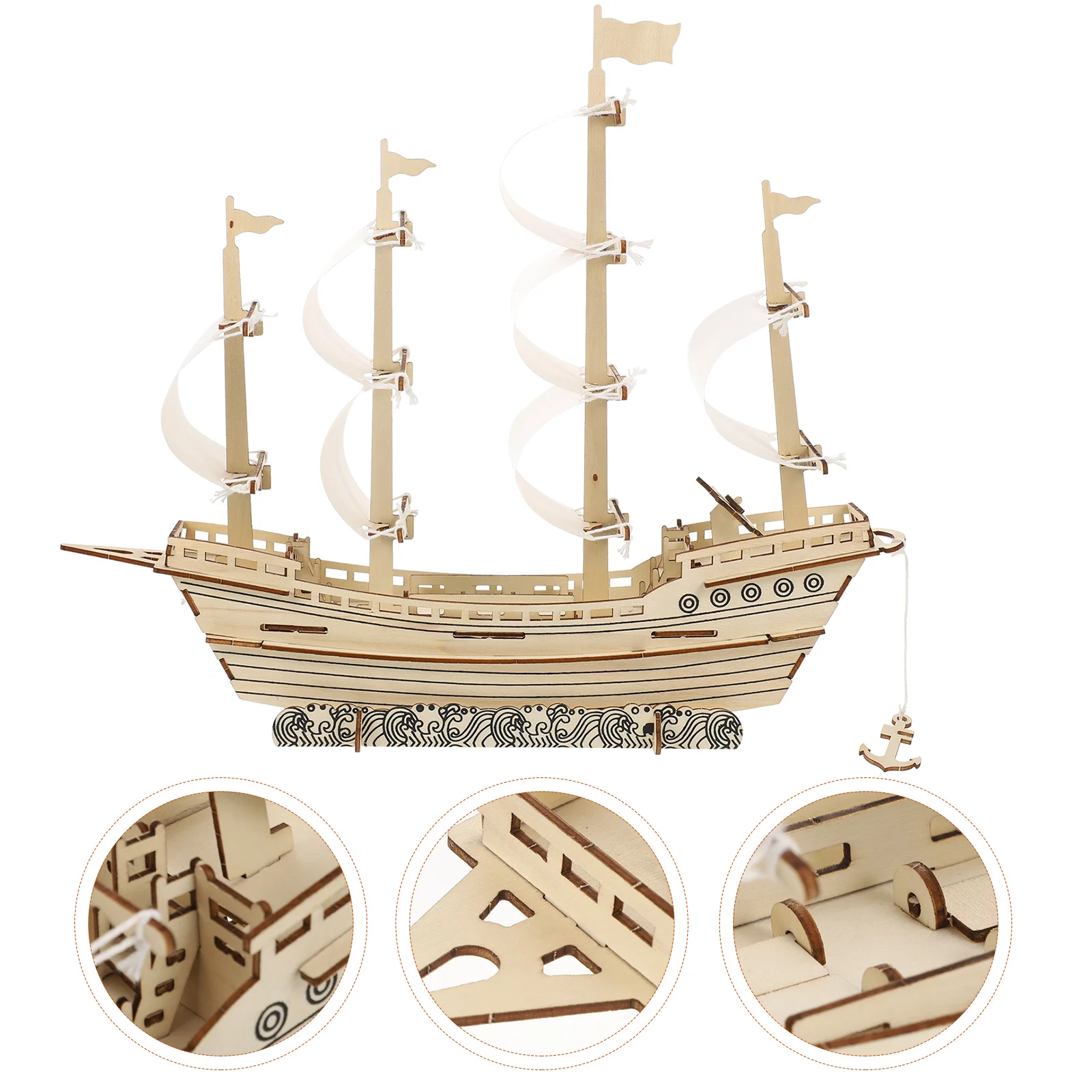 

3D Wooden Ship Jigsaw Toys DIY Sailboat Model Puzzles Assemble Toys Building Kits Sailing Ship Educational Toys For Children