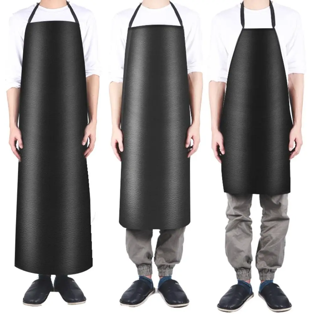 

Adjustable Thick Leather Anti-fouling PVC Butcher Cooking Chef Apron Kitchen Work Clothes Apron