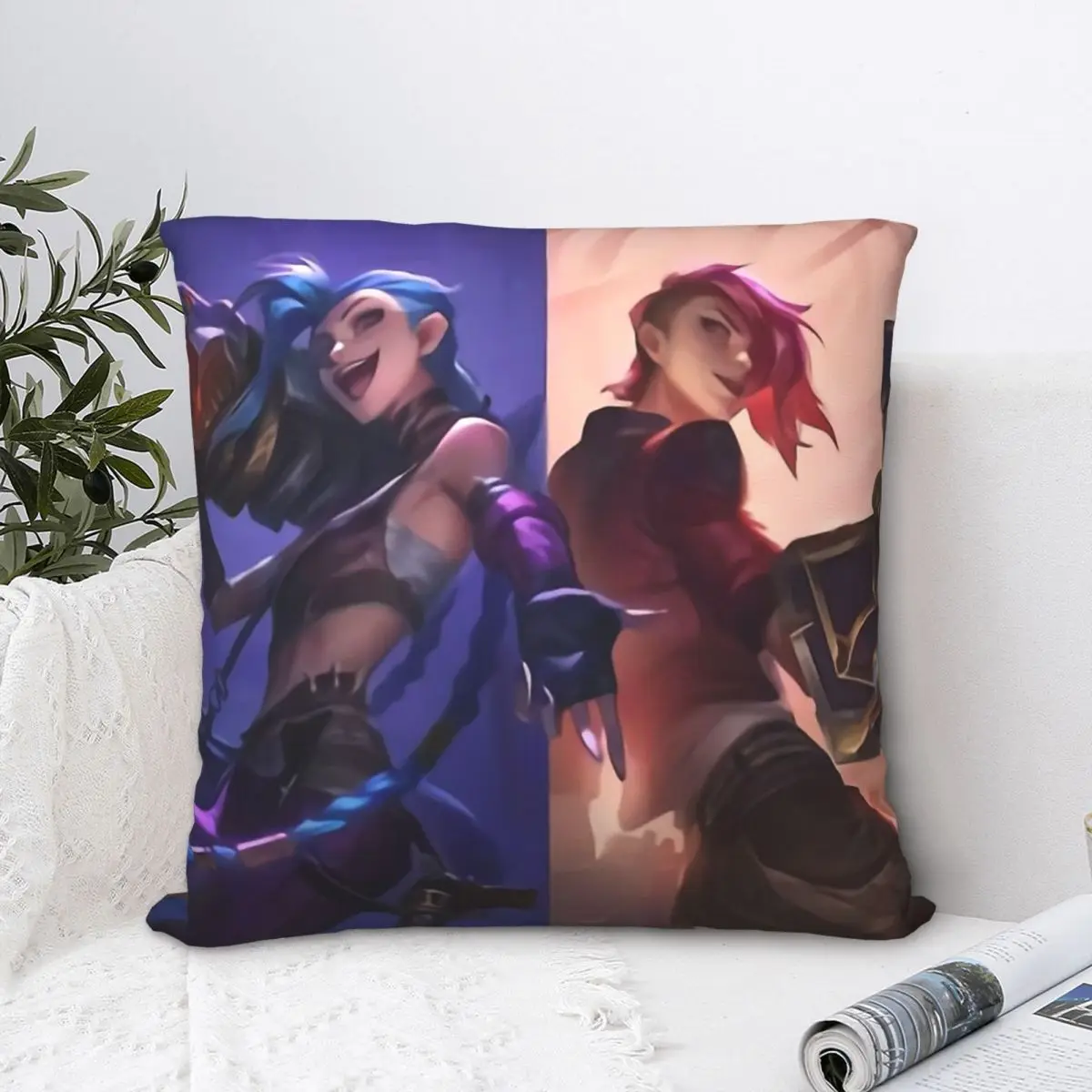 Vi And Powder Throw Pillow Case Arcane League of Legends Backpack Cushions Case DIY Printed Fashion For Sofa Decor
Vi And Powder Throw Pillow Case Arcane League of Legends Backpack Cushions Case DIY Printed Fashion For Sofa Decor