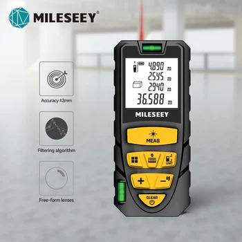 MILESEEY 레이저 거리 계량기, S2, 40M, 60M, 80M, 100M, 120M, 거리측정기, 다중 측정 기능, Trenas a 레이저 줄자