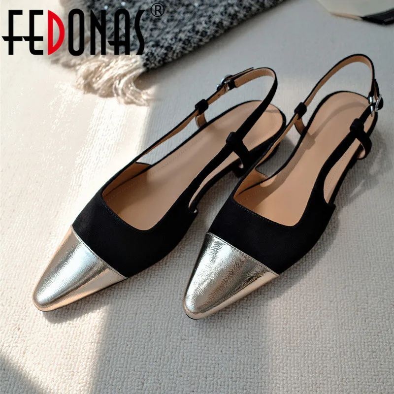 FEDONAS Splicing Genuine Leather Women Sandals Spring Summer Slingback Pumps Mature Mixed Colors Office Lady Basic Shoes Woman 
FEDONAS Splicing Genuine Leather Women Sandals Spring Summer Slingback Pumps Mature Mixed Colors Office Lady Basic Shoes Woman