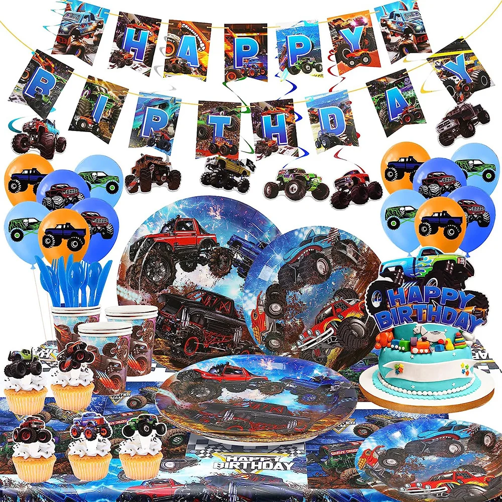 Monster Truck Birthday Party Paper Plates Cup Napkin Tablecloth Balloon Hanging Swirls Banner Monster Truck Birthday Party Decor
Monster Truck Birthday Party Paper Plates Cup Napkin Tablecloth Balloon Hanging Swirls Banner Monster Truck Birthday Party Decor