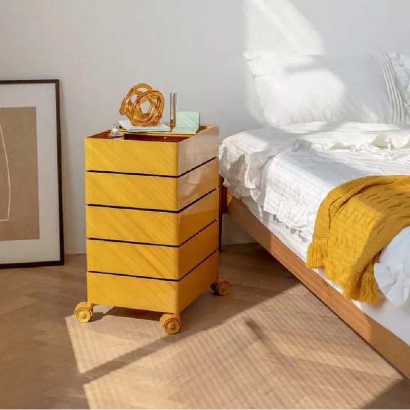 

Storage Boxes Bin 360 Rotating Bedroom Movable Bedside Table Ins Small Cabinet Desk Locker Simple Cosmetics Storage Side Cabinet