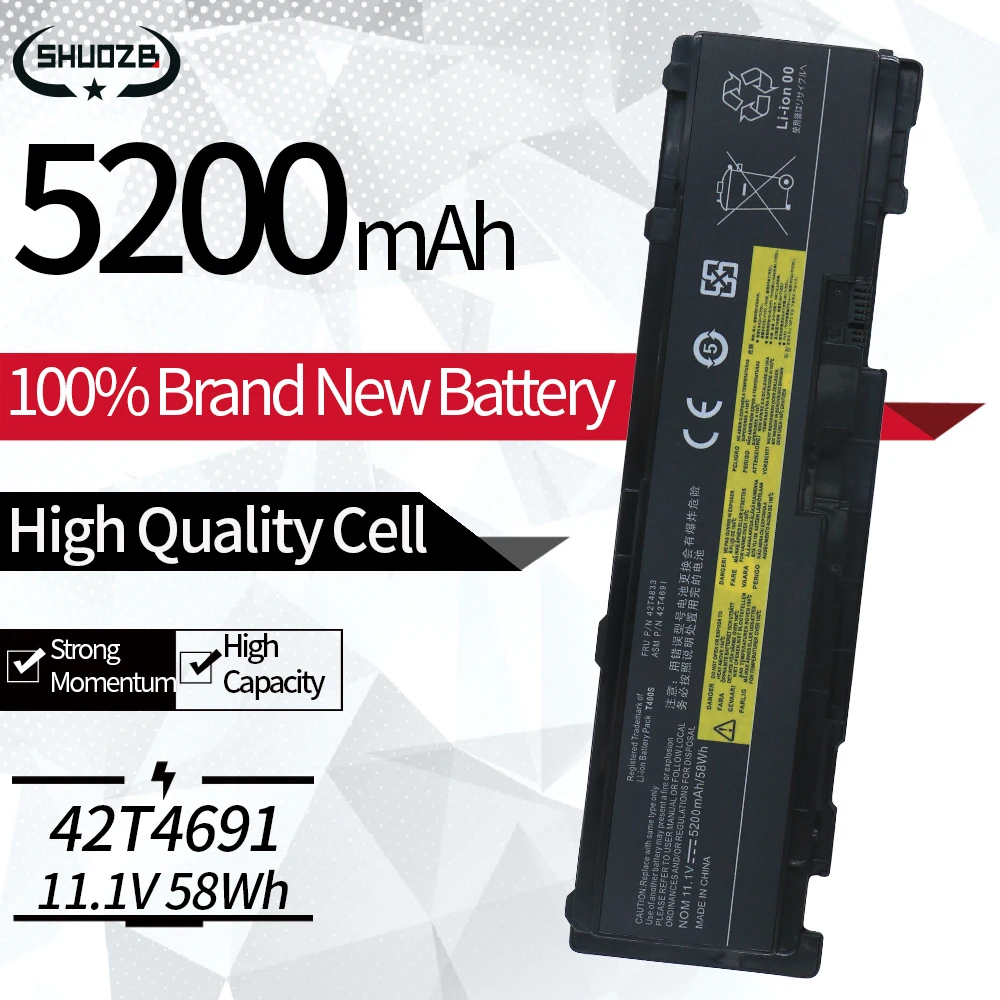 42T4833 Laptop Battery For Lenovo ThinkPad T400s T410s T410si 42T4689 42T4832 51J0497 FRU 42T4688 42T4690 ASM 42T4691 11.1V 58Wh
42T4833 Laptop Battery For Lenovo ThinkPad T400s T410s T410si 42T4689 42T4832 51J0497 FRU 42T4688 42T4690 ASM 42T4691 11.1V 58Wh