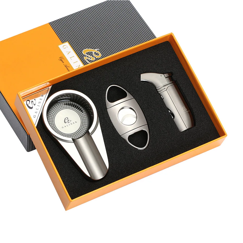 GALINER Portable Cigar Set Sharp Cigar Cutter Butane Gas Lighter Cigar Punch Home Ashtray 1 Holder
GALINER Portable Cigar Set Sharp Cigar Cutter Butane Gas Lighter Cigar Punch Home Ashtray 1 Holder