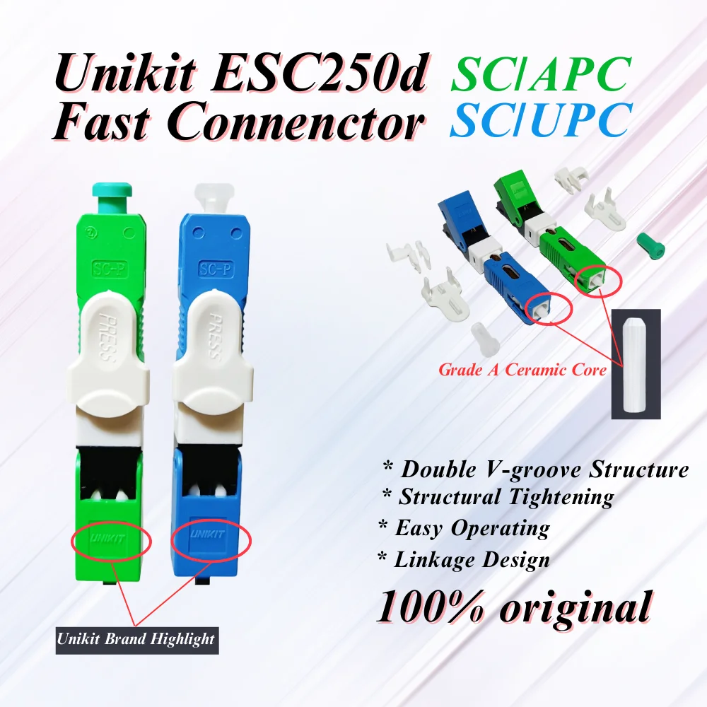 UNIKIT ESC250D SC APC SC/UPC оптоволоконный Быстрый коннектор FTTH одномодовый SC/UPC оптический Быстрый коннектор оригинал
UNIKIT ESC250D SC APC SC/UPC оптоволоконный Быстрый коннектор FTTH одномодовый SC/UPC оптический Быстрый коннектор оригинал
