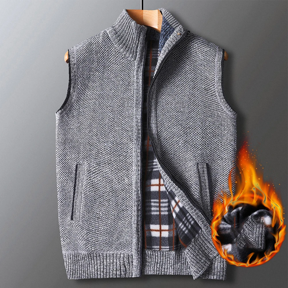 Mens Autumn Winter Sleeveless Zip Up Thickened Knit Cardigan Suit Vest Full Comfortable Sweater Soft Casual Costume Waistcoat
Mens Autumn Winter Sleeveless Zip Up Thickened Knit Cardigan Suit Vest Full Comfortable Sweater Soft Casual Costume Waistcoat