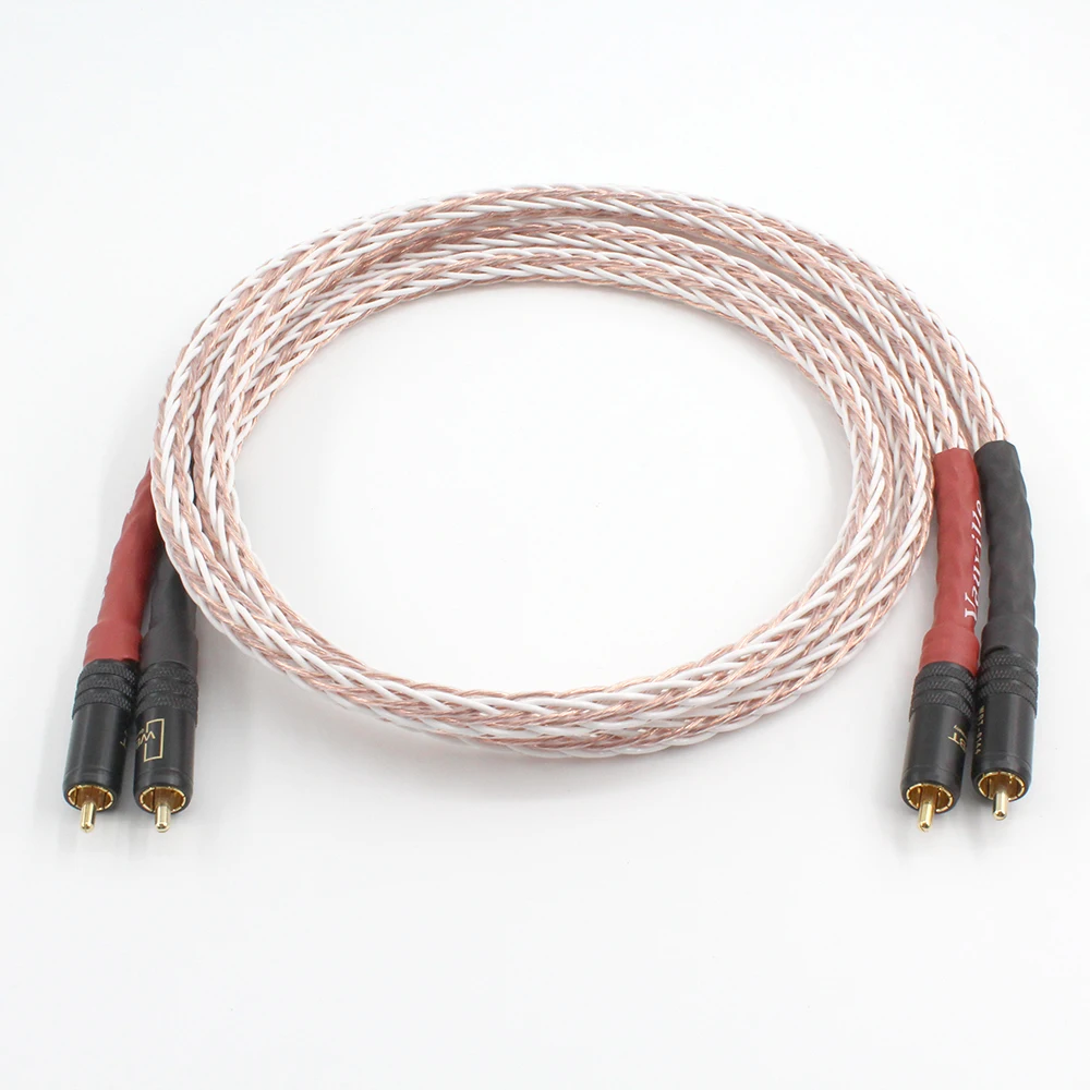 

HiFi 4TC 7N OCC Pure Copper RCA Cable Hi-End CD Amplifier Interconnect 2RCA to 2RCA Male Audio Cable;8Strands