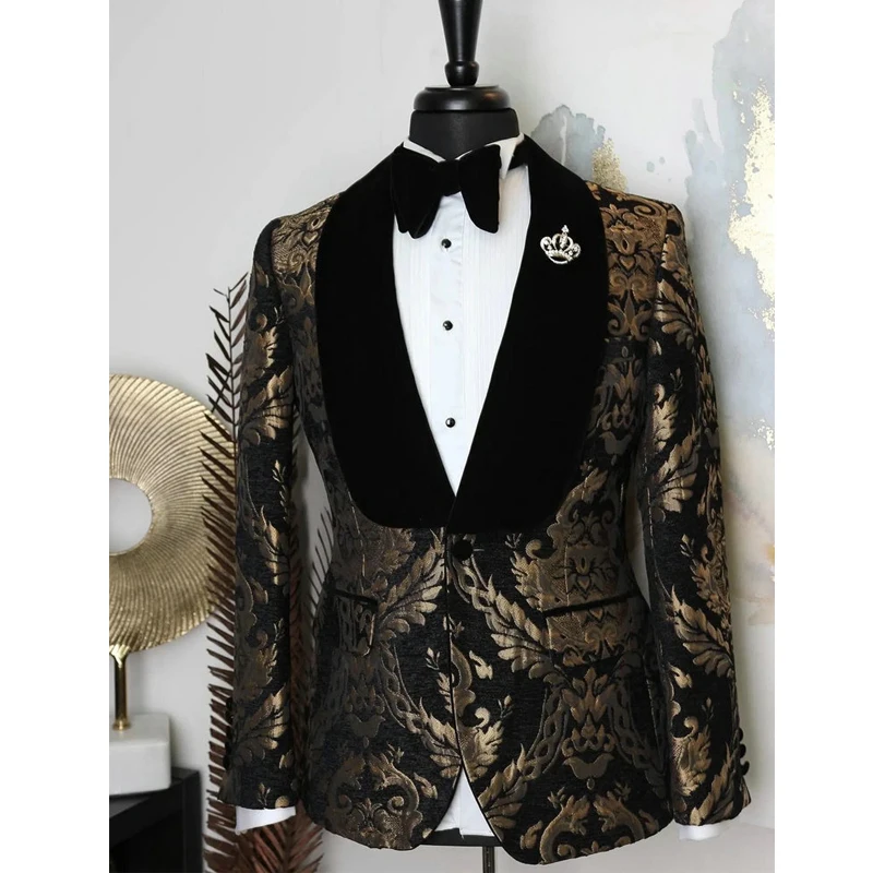 Floral Jacquard Prom Men Suits for Wedding 2 piece Custom Groom Tuxedo Man Set Blazer with Black Pants Male Fasion Clothes
Floral Jacquard Prom Men Suits for Wedding 2 piece Custom Groom Tuxedo Man Set Blazer with Black Pants Male Fasion Clothes