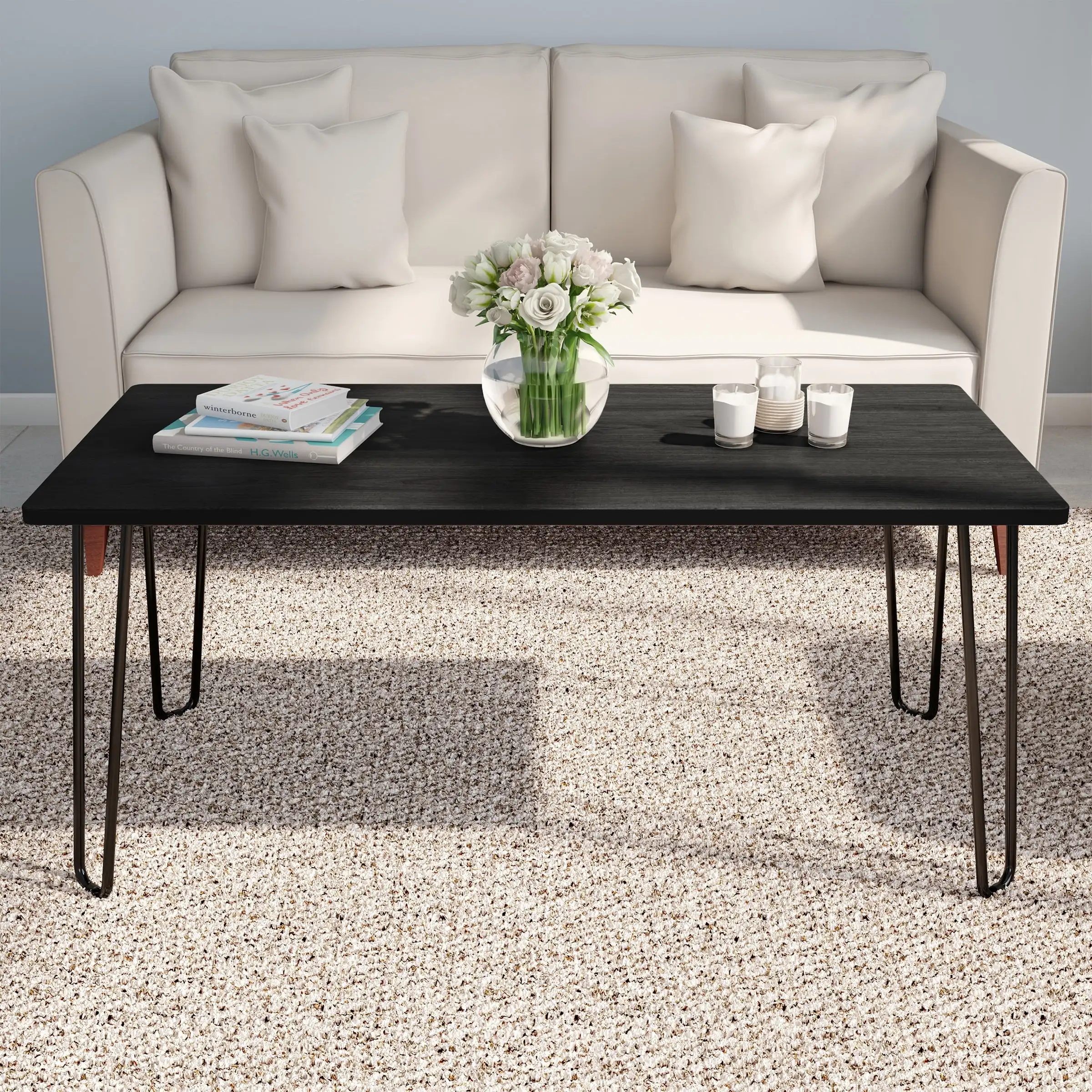 Somerset Home Industrial Hairpin Legs and Wood Grain Top Coffee Table Black medium density fiberboard
Somerset Home Industrial Hairpin Legs and Wood Grain Top Coffee Table Black medium density fiberboard