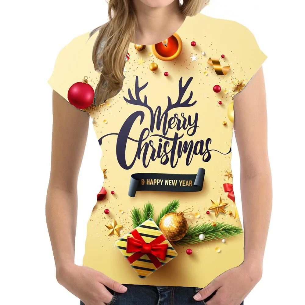 2023 Christmas Women's 3D Printing T-shirt Holiday Clothing Casual Fashion Short Sleeve Top Cartoon Anime Christmas Tree T-shirt
2023 Christmas Women's 3D Printing T-shirt Holiday Clothing Casual Fashion Short Sleeve Top Cartoon Anime Christmas Tree T-shirt