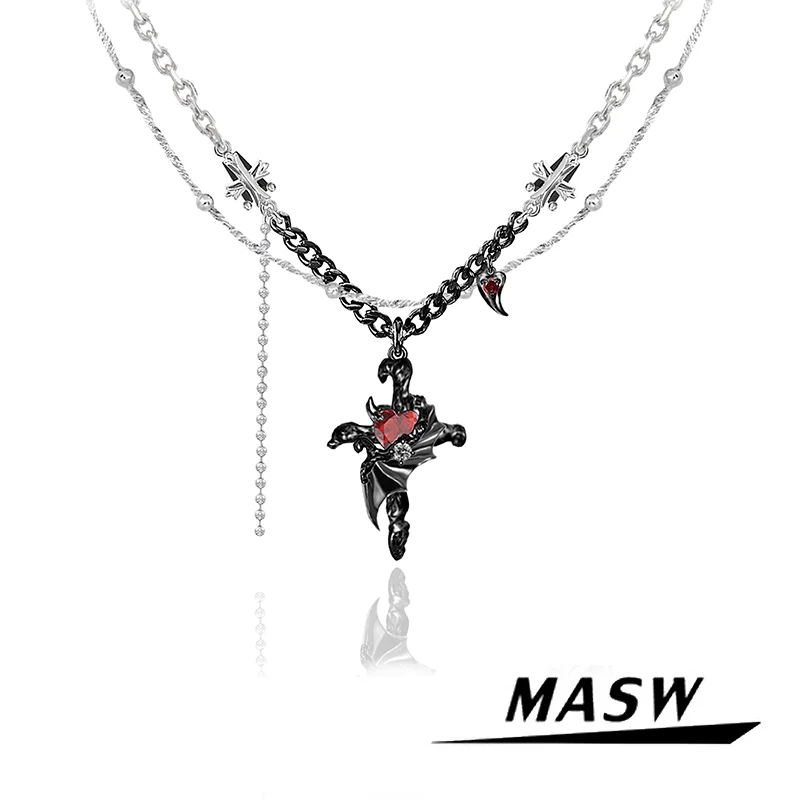 MASW Original Design Hiphop Cool Trend Red Glass Black Geometric Metal Pendant Necklace For Women Girl Gift Jewelry 2023 New
MASW Original Design Hiphop Cool Trend Red Glass Black Geometric Metal Pendant Necklace For Women Girl Gift Jewelry 2023 New