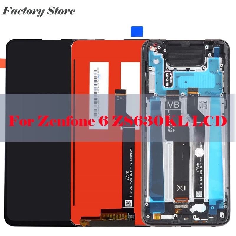 

Screen Replacement for Asus Zenfone 6 ZS630KL I01WD 6.4" Phone LCD Display Touch Digitizer Assembly Glass Repair with Frame