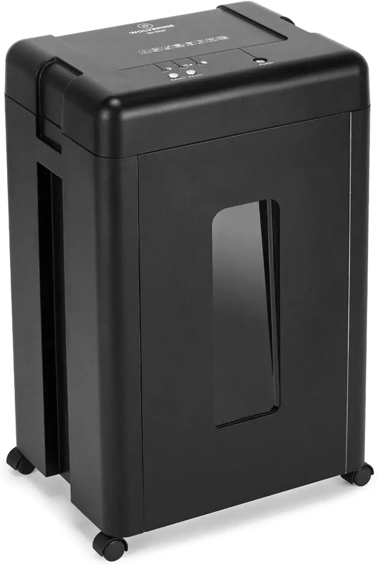 

WOLVERINE 15-Sheet Super Micro Cut High Security Level P-5 Heavy Duty Paper/CD/Card Shredder for Home Office,