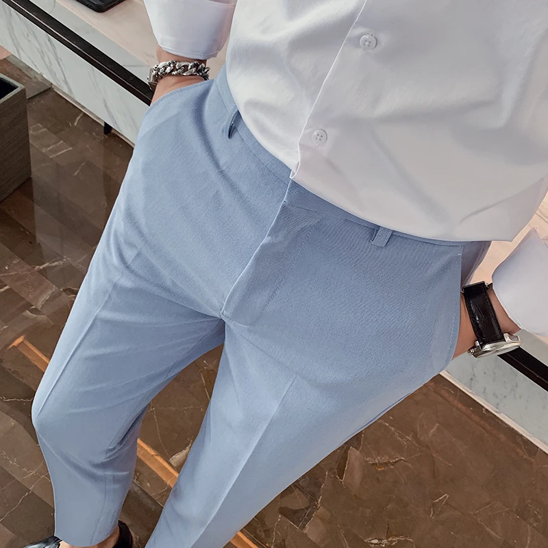 

Men Dress Suit Pants Lightweight Light Spring and Summer New Men's Wide Cut Drape Slim Feet Straight Leg Trousers Daliy A86