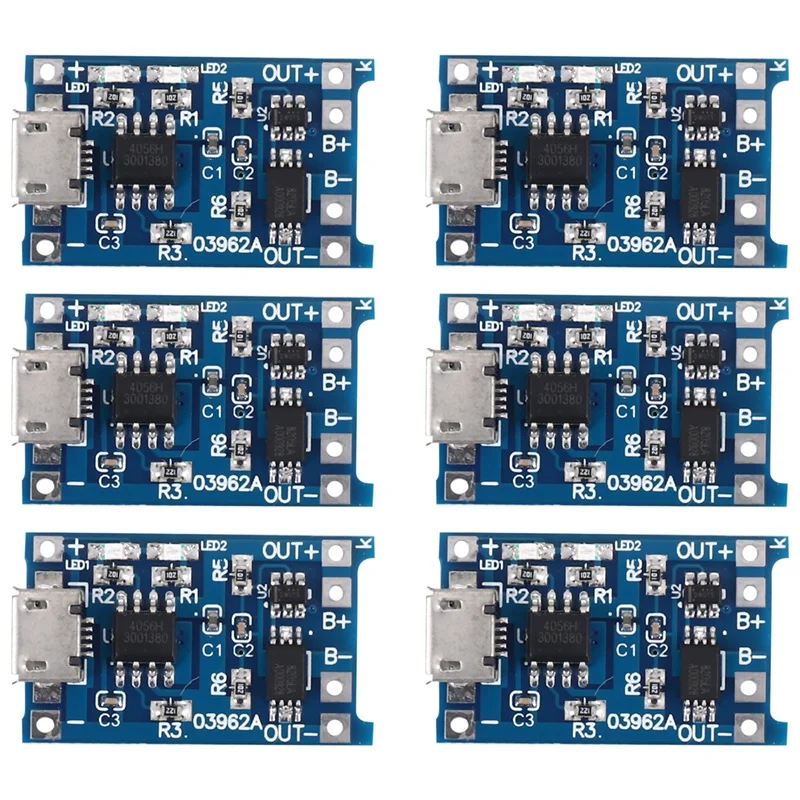 6PCS For TP4056 Charging Module With Battery Protection 18650 BMS 5V Micro-USB 1A Charge Board For 18650
6PCS For TP4056 Charging Module With Battery Protection 18650 BMS 5V Micro-USB 1A Charge Board For 18650
