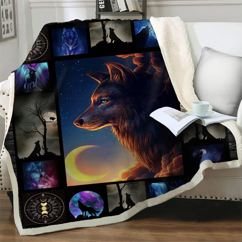 

3D Magical Wolf Blanket Soft Warm Flannel Kids Gift Plush Throw Blankets For Beds Sofa Travel Picnic Nap Cover Weighted Blanket