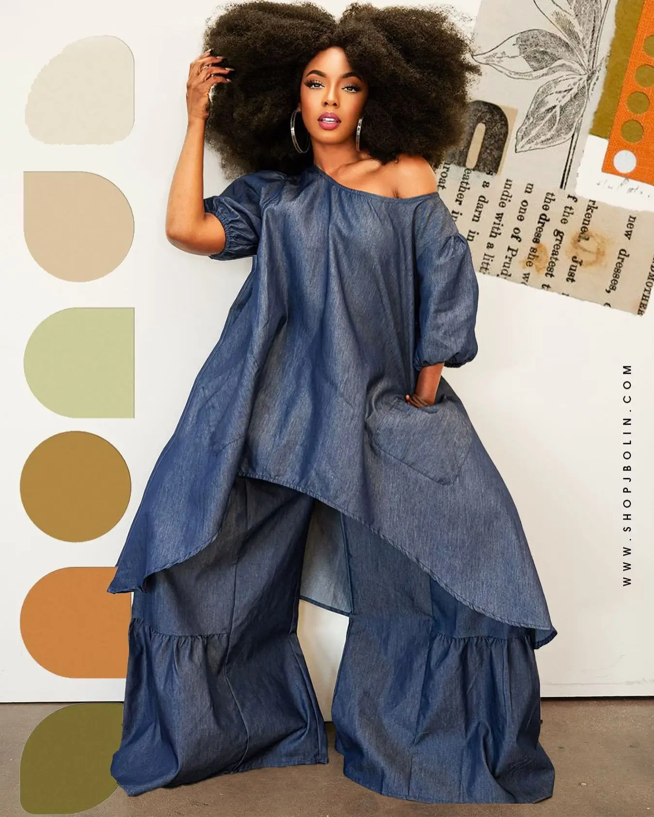 Women's Round Neck Imitation Denim Oversized Solid Color Top+Elastic Waist Wide Leg Pants Set 2023 Autumn Street Clothing Retro
Women's Round Neck Imitation Denim Oversized Solid Color Top+Elastic Waist Wide Leg Pants Set 2023 Autumn Street Clothing Retro