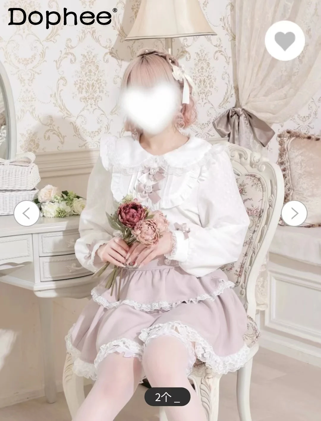 

Japanese Lolita Style Cute Doll Collar Bow Puff Sleeve Womens Tops 2024 Spring New Girl's Mine Long Sleeve White Shirt Female